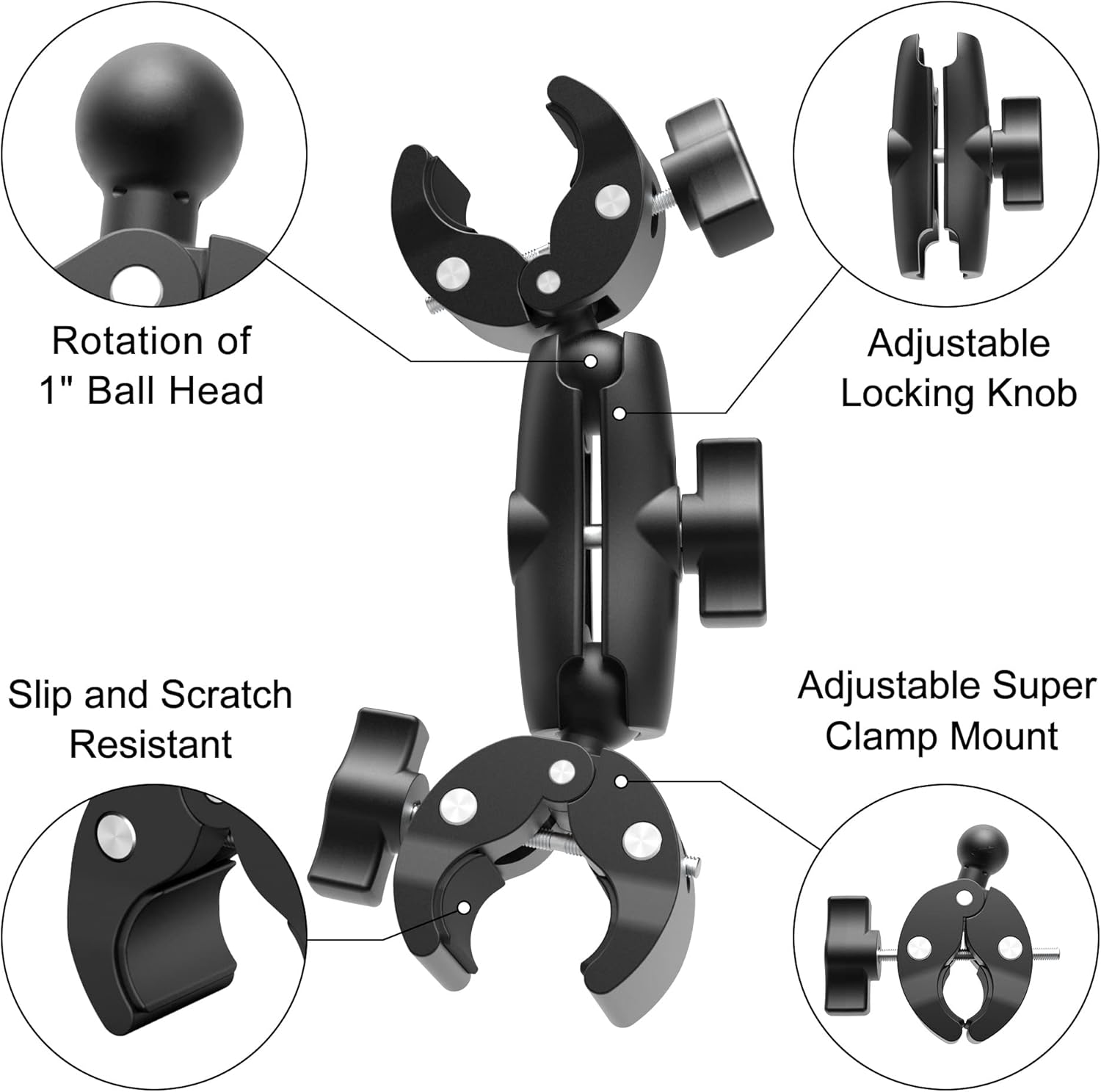Dual-Ball Crab Clamp Handlebar Mount