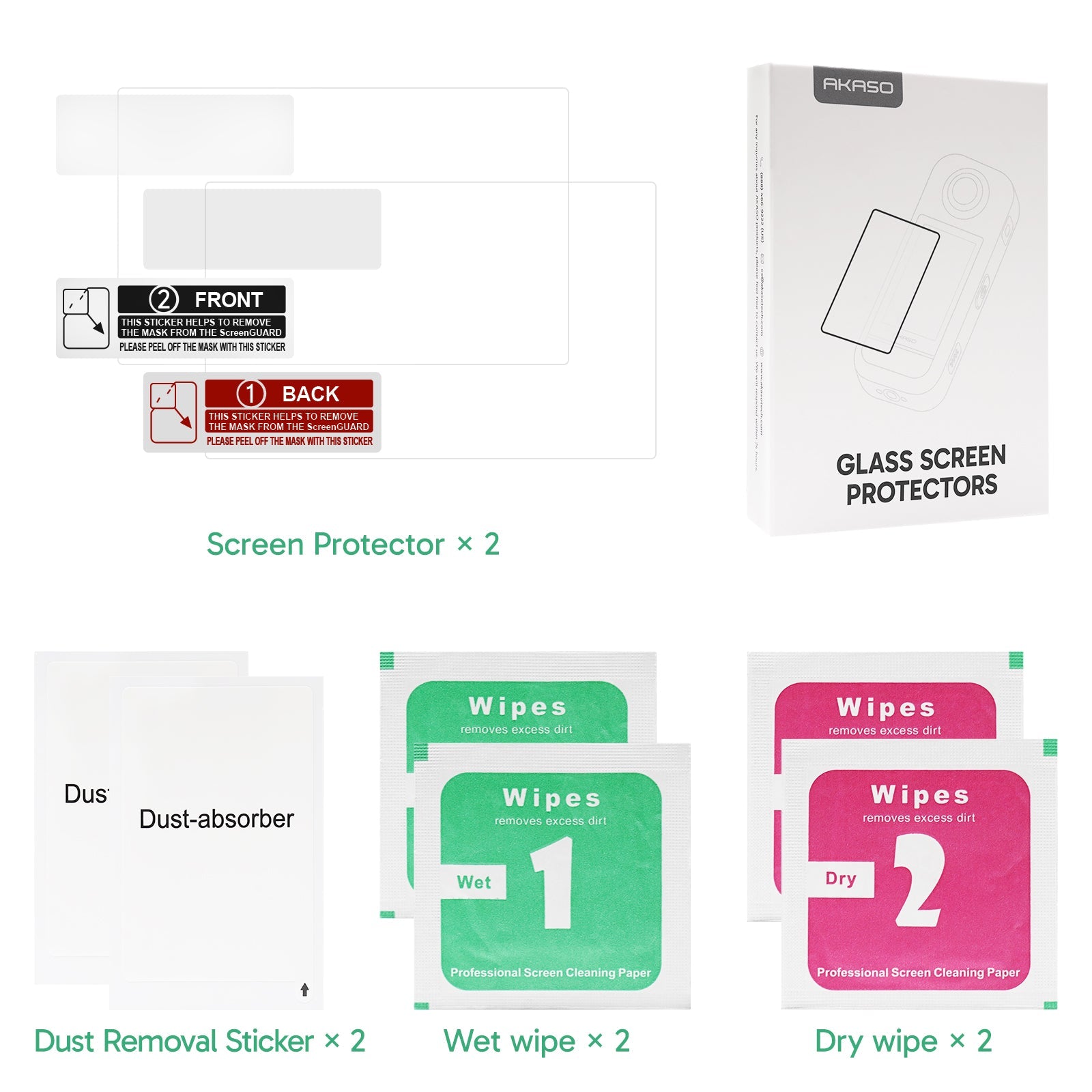 AKASO  360 Glass Screen Protectors