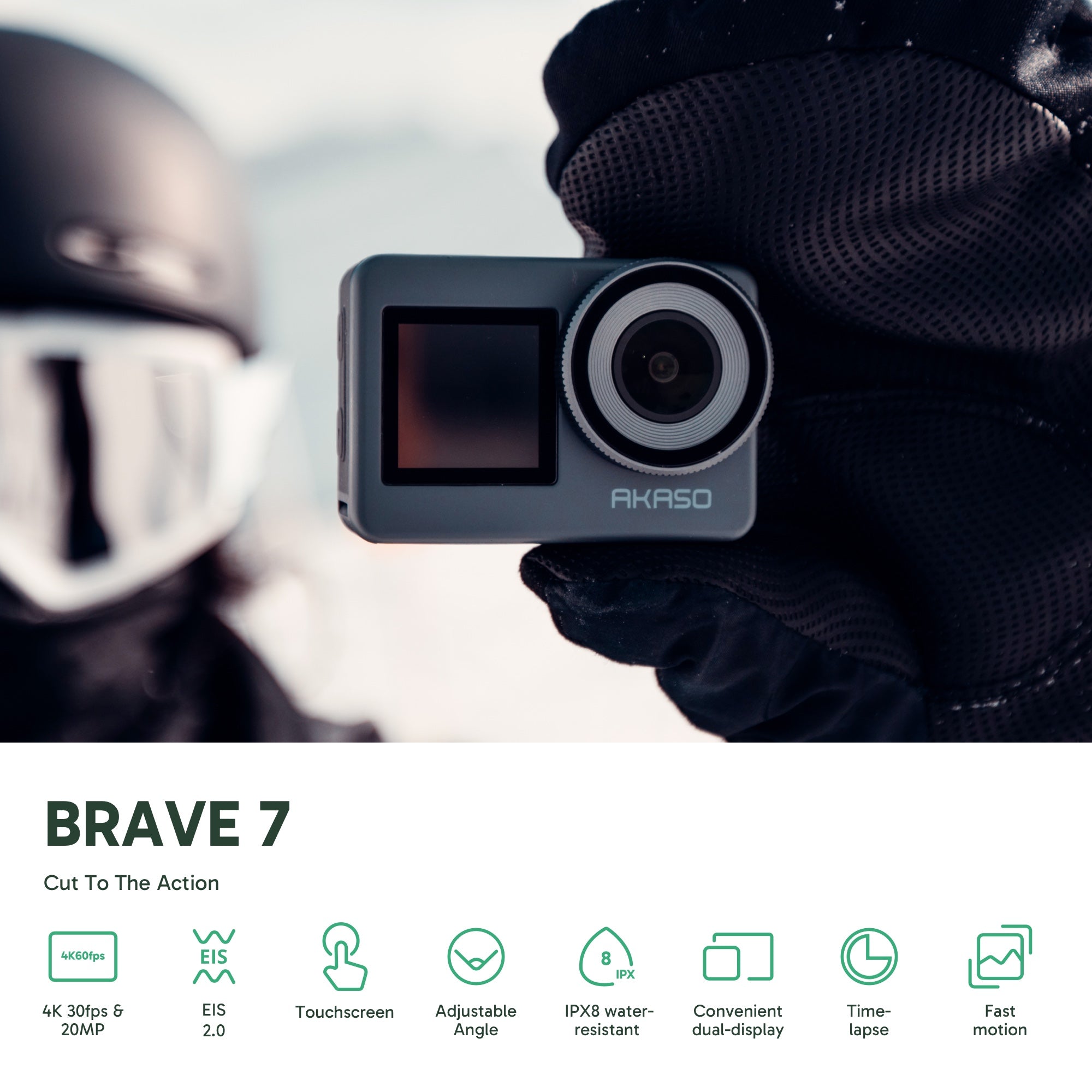 AKASO Brave 7 LE 4K Action Camera, WiFi, EIS, 131ft Waterproof