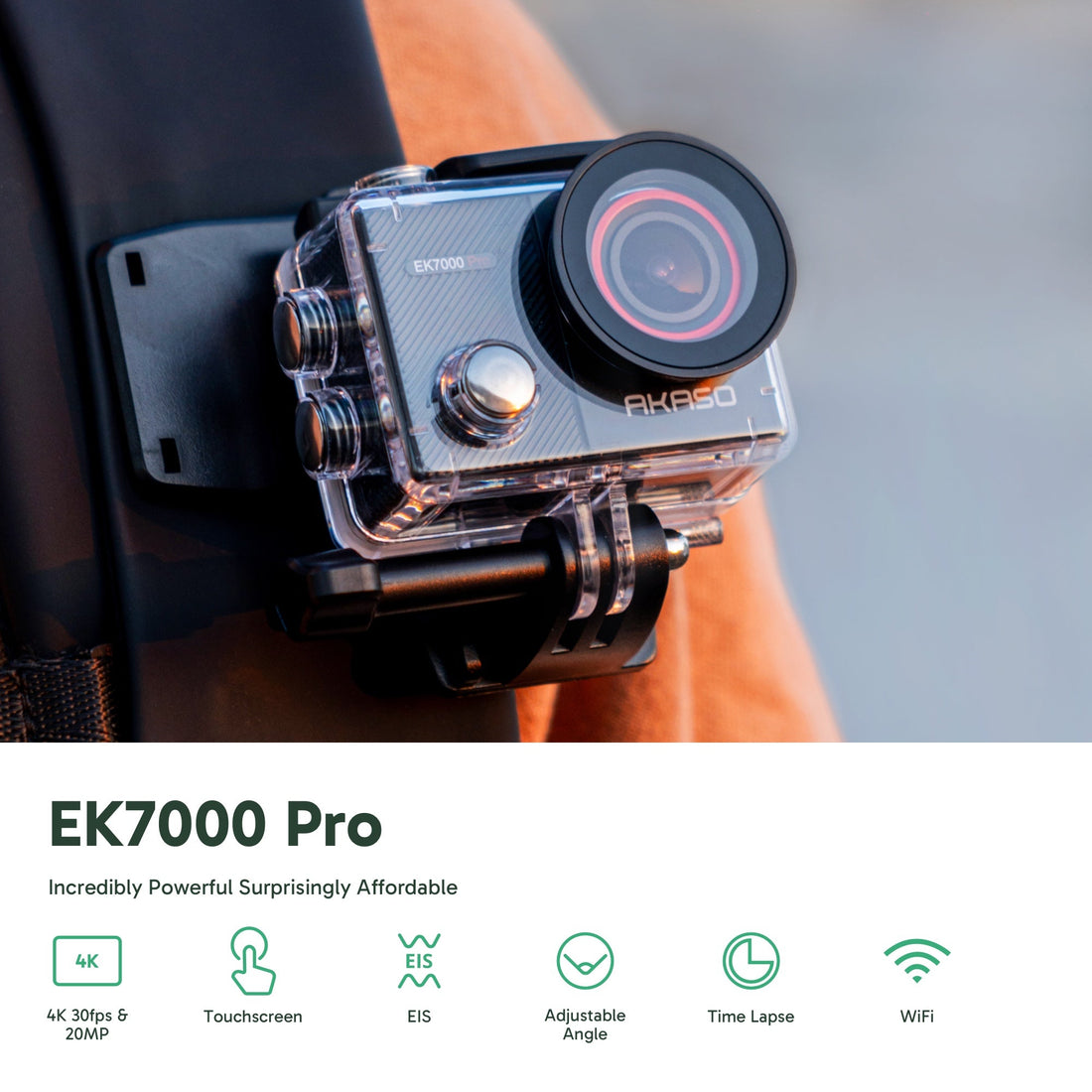 AKASO EK7000 4K Action Camera | 30FPS Ultra HD | 20MP | EIS | 131ft Waterproof | WiFi | Remote Control