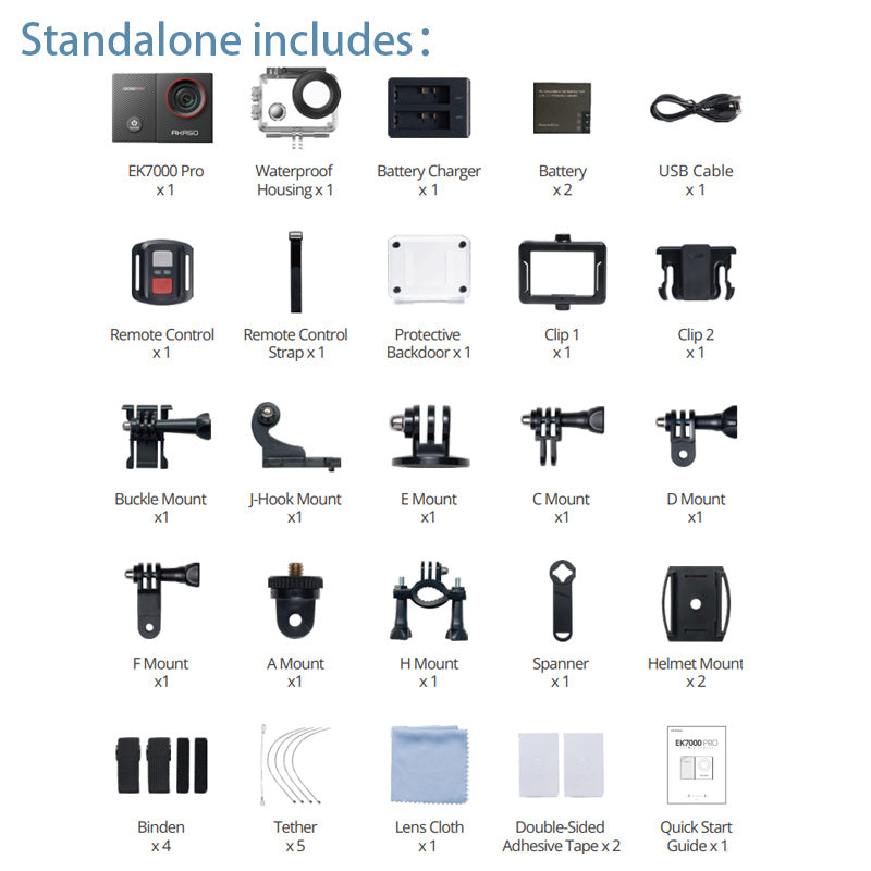 AKASO EK7000 4K Action Camera | 30FPS Ultra HD | 20MP | EIS | 131ft Waterproof | WiFi | Remote Control